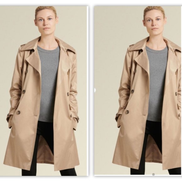 Donna Karan Women's Double-breasted Hooded Trench Coat - Picture 11 of 11
